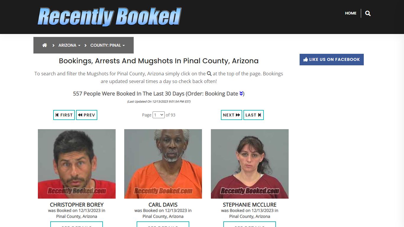 Recent bookings, Arrests, Mugshots in Pinal County, Arizona